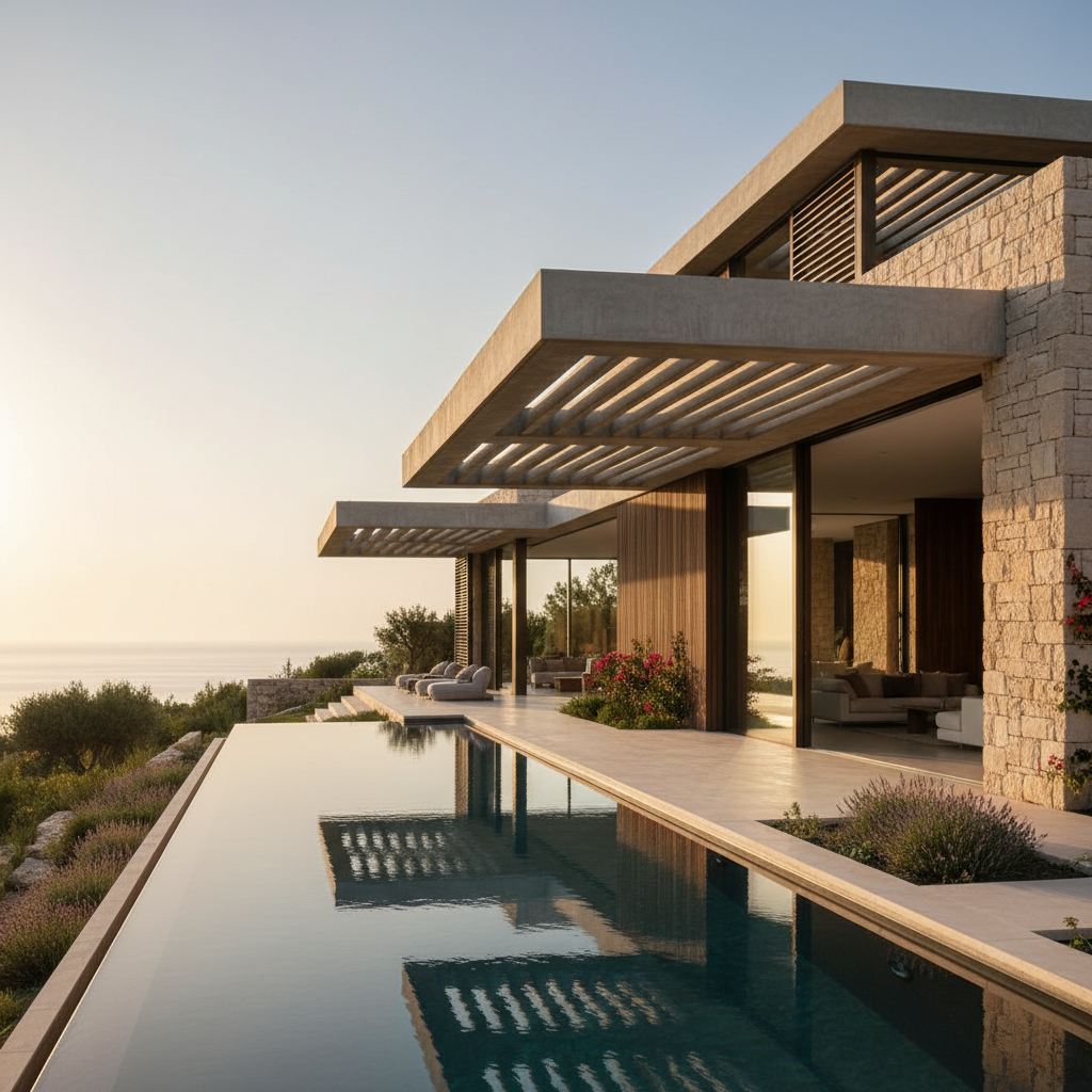 Timeless Tropes: Integrating Shading, Cross-Breeze, and Stone in Cyprus Villa Design