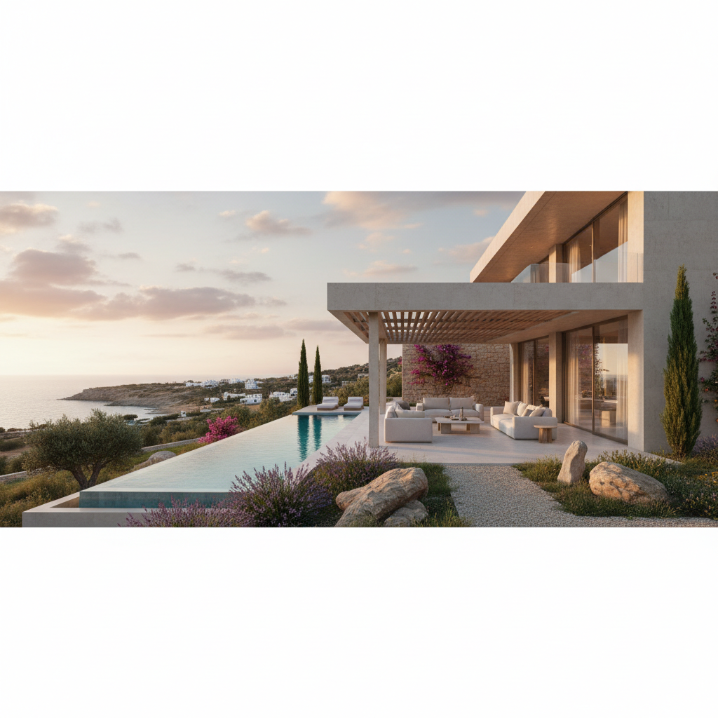 Timeless Comfort: Integrating Shading, Cross-Breeze, and Stone in Cyprus Villa Design