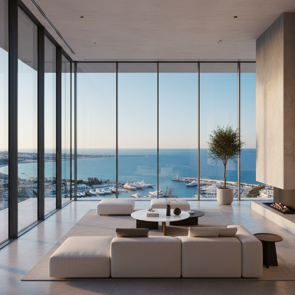 Inside a Marina Tower: Layout, Light and Cyprus Sea Views
